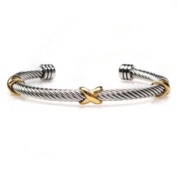 Classic Stainless steel 5mm cable wire cuff Bangle Bracelet simple - Picture 1 of 6